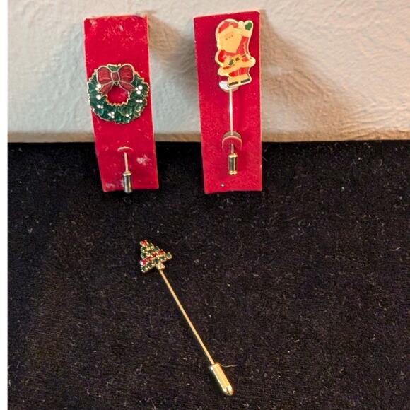 Lot of Three Vintage Christmas Theme Stick Pins - Picture 1 of 5